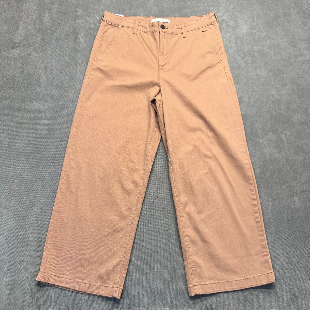 NWT Ella Moss Cropped Wide Leg Pants Womens 12 Tan High Rise Crop